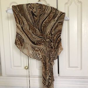 Size 2 Cache Brown With Sequins Top